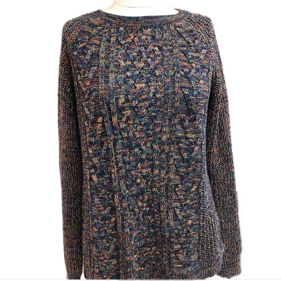 🌸 4/$20 Marled Multicolored cable knit sweater large - Picture 3 of 6